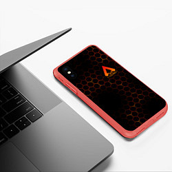 Чехол iPhone XS Max матовый Apex Legends: Orange Carbon, цвет: 3D-красный — фото 2