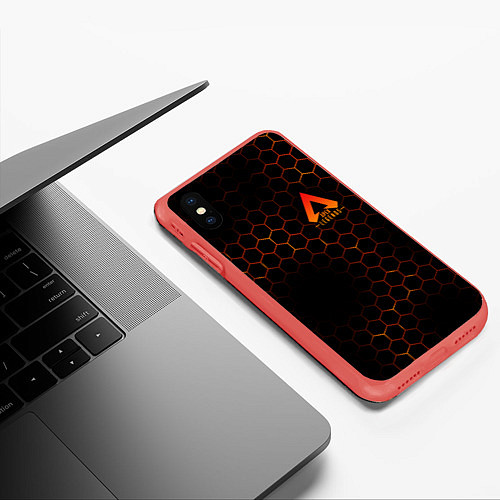 Чехол iPhone XS Max матовый Apex Legends: Orange Carbon / 3D-Красный – фото 3