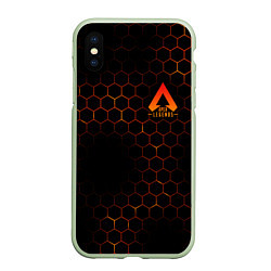 Чехол iPhone XS Max матовый Apex Legends: Orange Carbon, цвет: 3D-салатовый