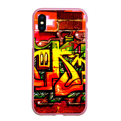 Чехол iPhone XS Max матовый Red Graffiti, цвет: 3D-розовый