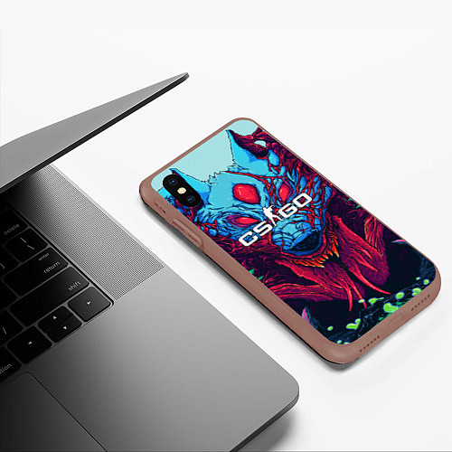 Чехол iPhone XS Max матовый CS:GO Hyper Beast / 3D-Коричневый – фото 3