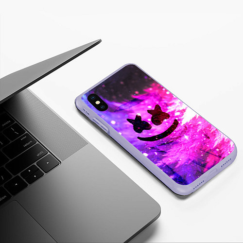 Чехол iPhone XS Max матовый Marshmello Lights / 3D-Светло-сиреневый – фото 3