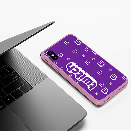 Чехол iPhone XS Max матовый Twitch TV / 3D-Розовый – фото 3