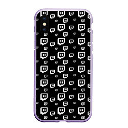 Чехол iPhone XS Max матовый Twitch: Black Pattern, цвет: 3D-светло-сиреневый