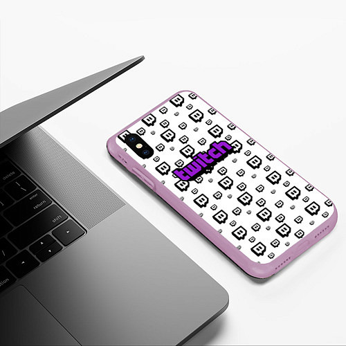 Чехол iPhone XS Max матовый Twitch Online / 3D-Сиреневый – фото 3