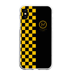 Чехол iPhone XS Max матовый 21 Pilots: Yellow Grid, цвет: 3D-белый