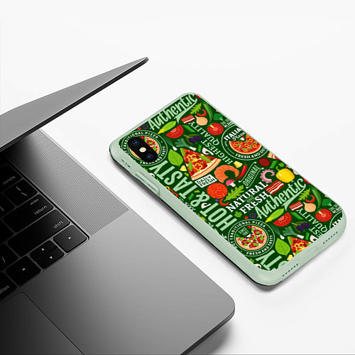 Чехол iPhone XS Max матовый Итальянская пицца / 3D-Салатовый – фото 3