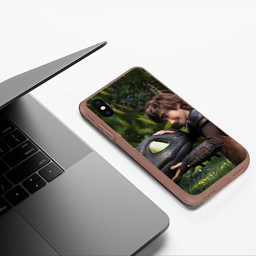 Чехол iPhone XS Max матовый Как приручить дракона / 3D-Коричневый – фото 3
