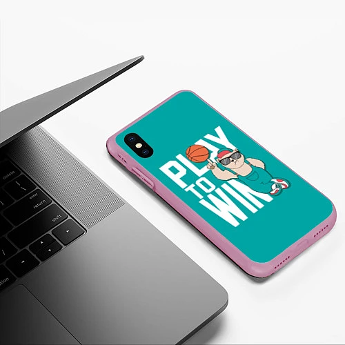 Чехол iPhone XS Max матовый Play to win / 3D-Розовый – фото 3