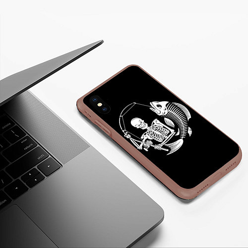 Чехол iPhone XS Max матовый Fishing Skull / 3D-Коричневый – фото 3