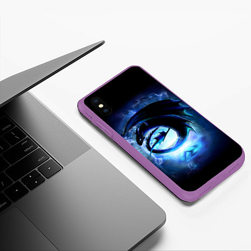 Чехол iPhone XS Max матовый Night Fury / 3D-Фиолетовый – фото 3