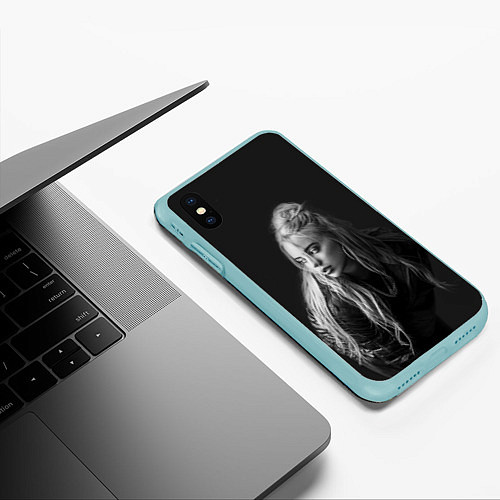 Чехол iPhone XS Max матовый Billie Eilish: Black Fashion / 3D-Мятный – фото 3