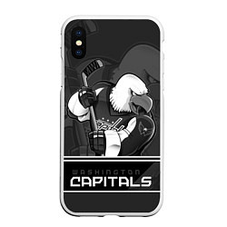 Чехол iPhone XS Max матовый Washington Capitals: Mono, цвет: 3D-белый