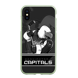 Чехол iPhone XS Max матовый Washington Capitals: Mono, цвет: 3D-салатовый