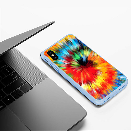 Чехол iPhone XS Max матовый Абстракция разноцветная и яркая / 3D-Голубой – фото 3