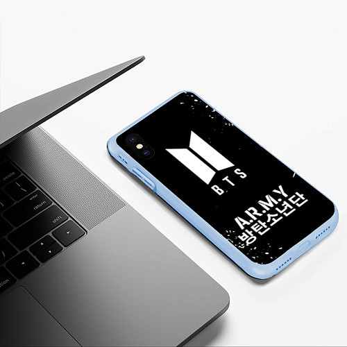 Чехол iPhone XS Max матовый BTS ARMY / 3D-Голубой – фото 3