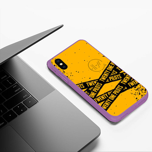 Чехол iPhone XS Max матовый 21 Pilots: Yellow Levitate / 3D-Фиолетовый – фото 3