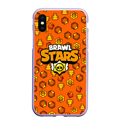 Чехол iPhone XS Max матовый Brawl Stars: Orange Team, цвет: 3D-светло-сиреневый