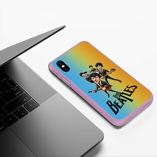 Чехол iPhone XS Max матовый The Beatles - world legend / 3D-Сиреневый – фото 3