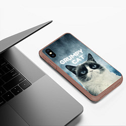 Чехол iPhone XS Max матовый Grumpy Cat, цвет: 3D-коричневый — фото 2