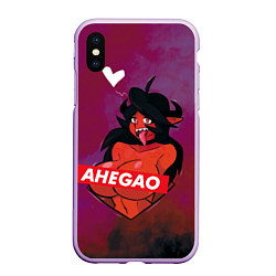 Чехол iPhone XS Max матовый Demon Ahegao, цвет: 3D-сиреневый