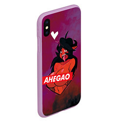 Чехол iPhone XS Max матовый Demon Ahegao, цвет: 3D-сиреневый — фото 2