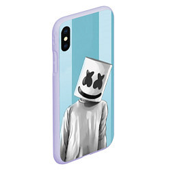 Чехол iPhone XS Max матовый Marshmello, цвет: 3D-светло-сиреневый — фото 2