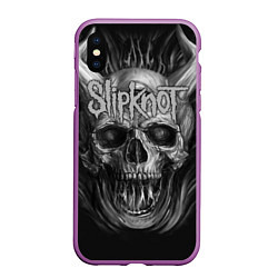 Чехол iPhone XS Max матовый Slipknot: Devil Skull, цвет: 3D-фиолетовый