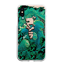 Чехол iPhone XS Max матовый Forest Godzilla, цвет: 3D-белый