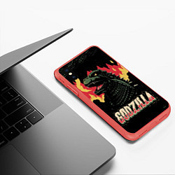 Чехол iPhone XS Max матовый Flame Godzilla, цвет: 3D-красный — фото 2