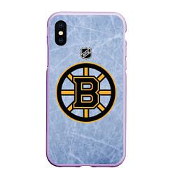 Чехол iPhone XS Max матовый Boston Bruins: Hot Ice, цвет: 3D-сиреневый