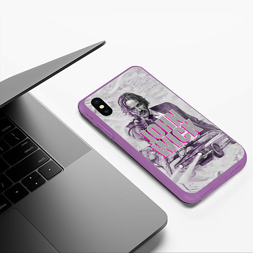 Чехол iPhone XS Max матовый John Wick / 3D-Фиолетовый – фото 3