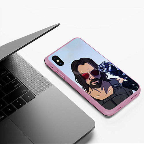 Чехол iPhone XS Max матовый Киану Самурай / 3D-Розовый – фото 3