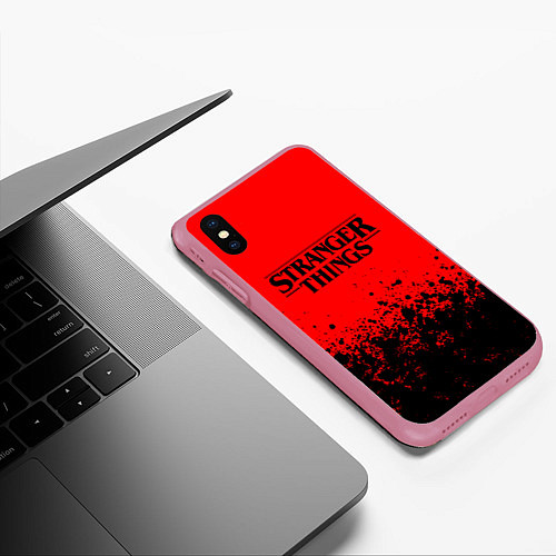 Чехол iPhone XS Max матовый STRANGER THINGS / 3D-Малиновый – фото 3