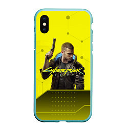 Чехол iPhone XS Max матовый CYBERPUNK 2077, цвет: 3D-мятный