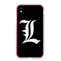 Чехол iPhone XS Max матовый DEATH NOTE ТЕТРАДЬ СМЕРТИ L, цвет: 3D-розовый