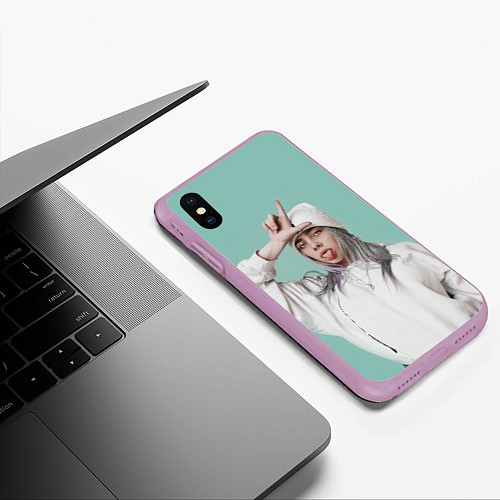 Чехол iPhone XS Max матовый BILLIE EILISH / 3D-Сиреневый – фото 3