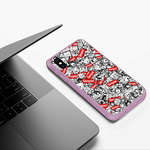 Чехол iPhone XS Max матовый Senpai x Ahegao / 3D-Сиреневый – фото 3