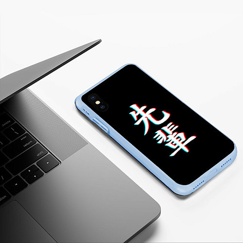 Чехол iPhone XS Max матовый SENPAI GLITCH / 3D-Голубой – фото 3