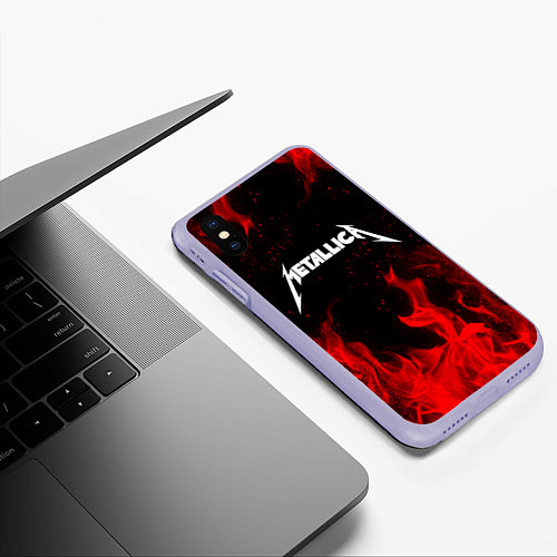 Чехол iPhone XS Max матовый METALLICA НА СПИНЕ / 3D-Светло-сиреневый – фото 3