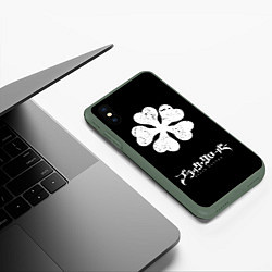Чехол iPhone XS Max матовый ЧЁРНЫЙ КЛЕВЕР, цвет: 3D-темно-зеленый — фото 2