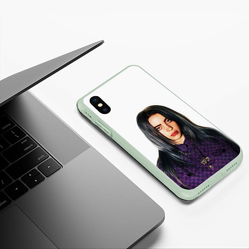 Чехол iPhone XS Max матовый BILLIE EILISH / 3D-Салатовый – фото 3