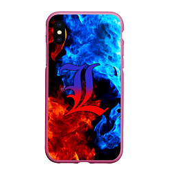 Чехол iPhone XS Max матовый L letter fire, цвет: 3D-малиновый