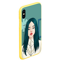 Чехол iPhone XS Max матовый Billie Eilish: Turquoise Hair, цвет: 3D-желтый — фото 2