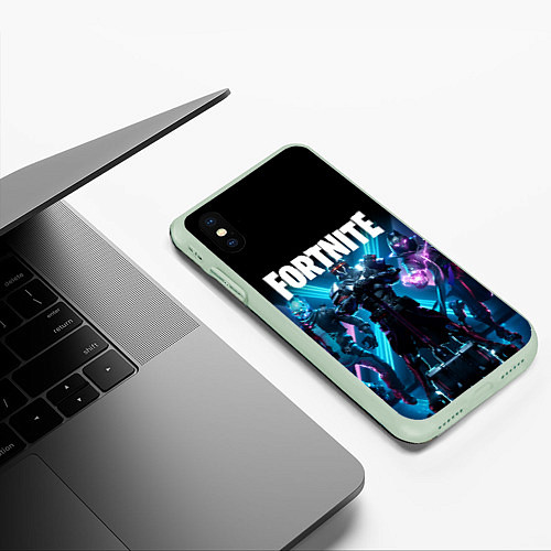 Чехол iPhone XS Max матовый FORTNITE 10 СЕЗОН / 3D-Салатовый – фото 3