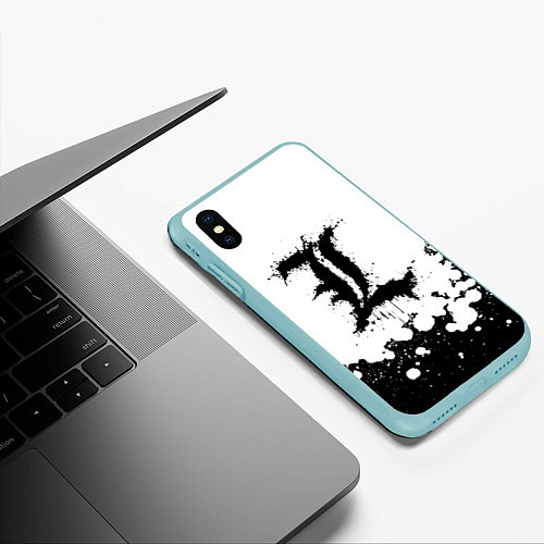 Чехол iPhone XS Max матовый L letter snow / 3D-Мятный – фото 3