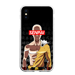 Чехол iPhone XS Max матовый SENPAI ONE PUNCH MAN, цвет: 3D-белый