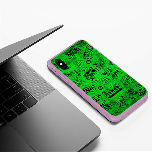 Чехол iPhone XS Max матовый BILLIE EILISH: Grunge Graffiti / 3D-Сиреневый – фото 3