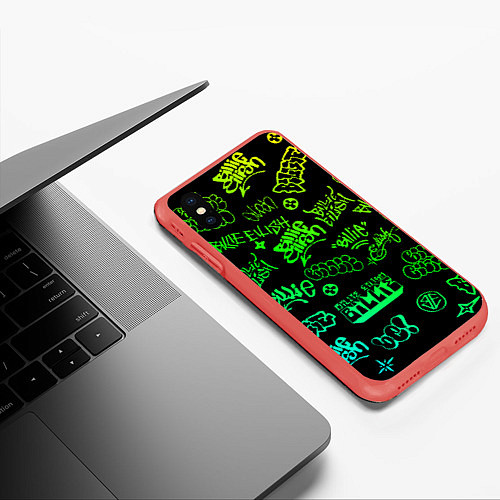 Чехол iPhone XS Max матовый BILLIE EILISH: Grunge Graffiti / 3D-Красный – фото 3