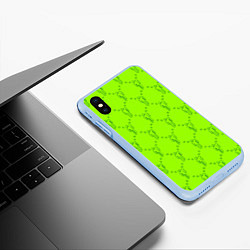 Чехол iPhone XS Max матовый Billie Eilish: Acid Pattern, цвет: 3D-голубой — фото 2